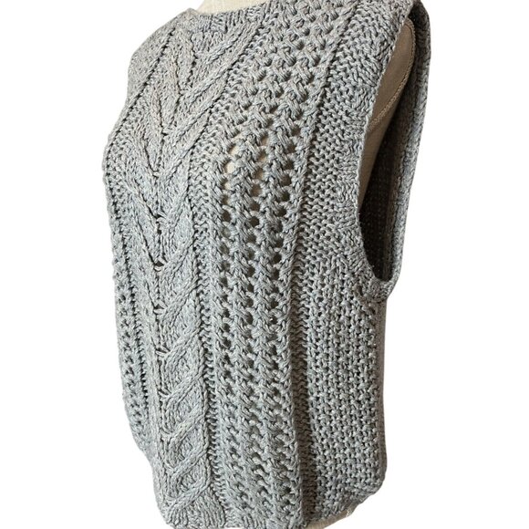 Thoroughbreds By Pronto Hand Knitted Gray Sleeveless Sweater Vest M Silk/Acrylic - Picture 2 of 5